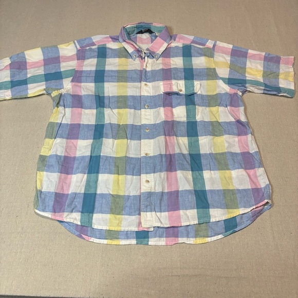 Vintage Woolrich Flannel Shirt Men’s XL Blue Pink Plaid Button Up Lightweight - Picture 2 of 6